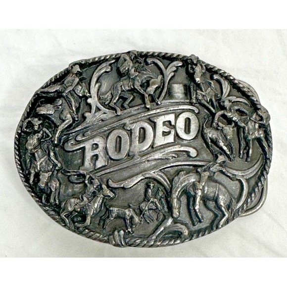 Siskiyou Other - Siskiyou Rodeo Belt Buckle Vtg 1988 Pewter Western Cowboy Heavy Made USA